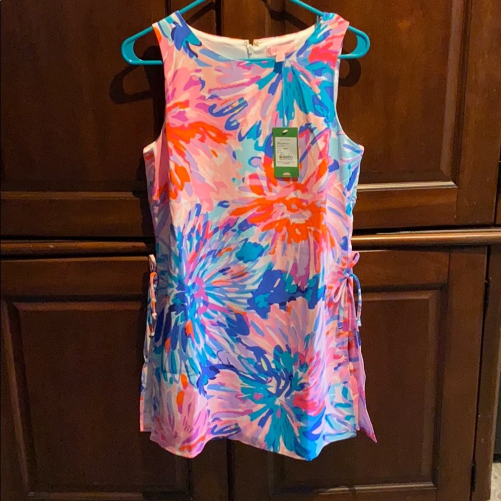 Lilly Pulitzer Pink Blue Orange Floral Shift Dress